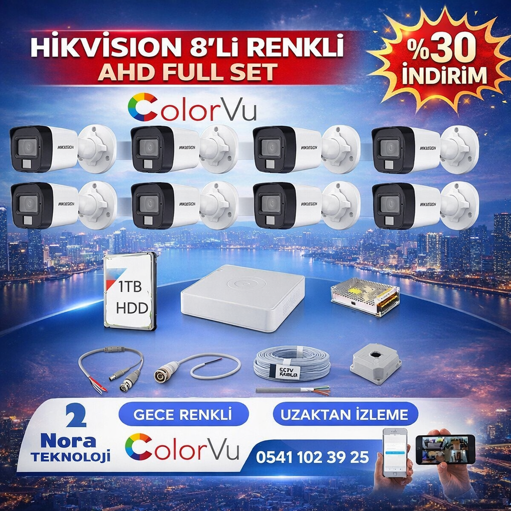 HİKVİSİON 8 Lİ FULL SET RENKLİ